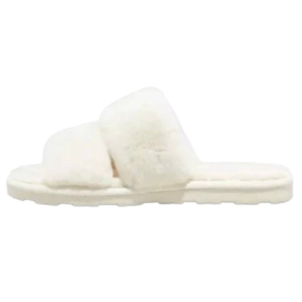 New Stars Above Royal Slide Fluffy Slippers Off White Size 8